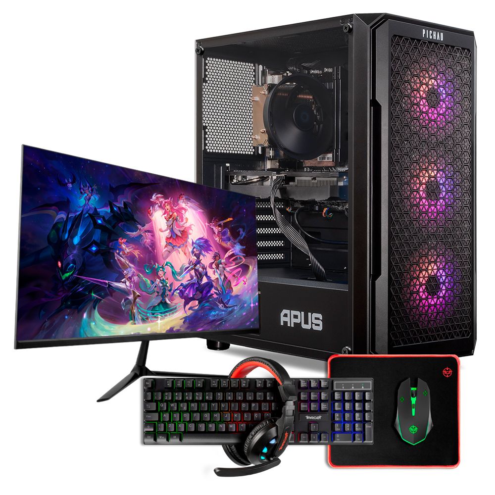 PC Gamer Completo Mancer Ammit II, AMD Ryzen 5 5500, Radeon RX 5600 6GB, 16GB DDR4, SSD 480GB + Monitor + Kit Periféricos
