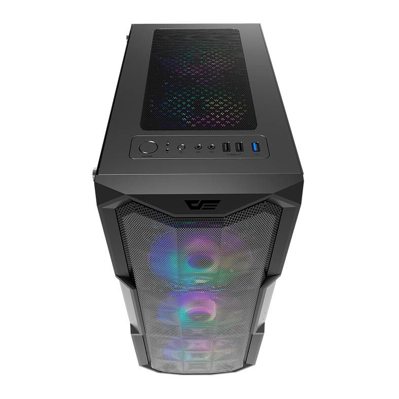 Gabinete Gamer Aigo DarkFlash Aquarius Mesh, Mid-Tower, Lateral de Acrilico, Preto, AQUARIUS-MESH