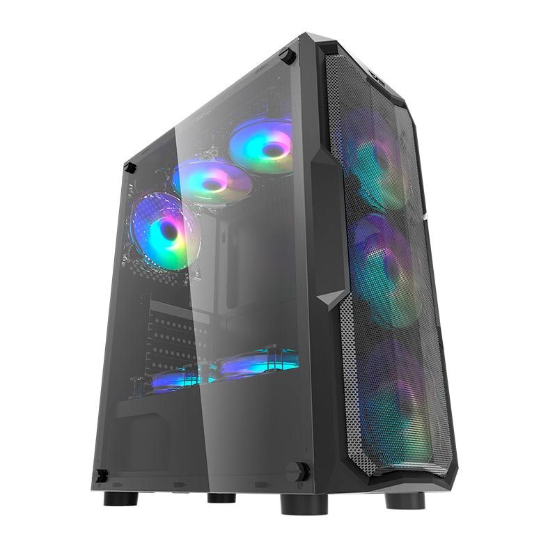 Gabinete Gamer Aigo DarkFlash Aquarius Mesh, Mid-Tower, Lateral de Acrilico, Preto, AQUARIUS-MESH