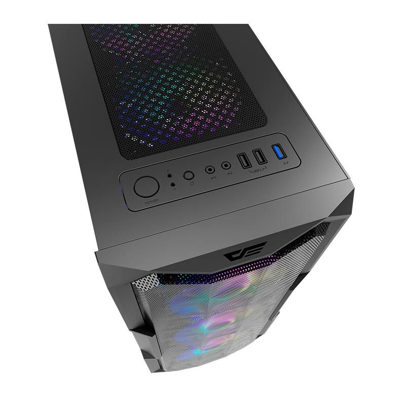 Gabinete Gamer Aigo DarkFlash Aquarius Mesh, Mid-Tower, Lateral de Acrilico, Preto, AQUARIUS-MESH
