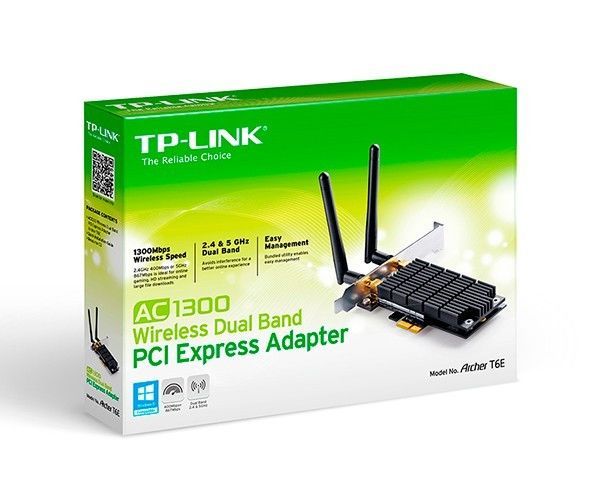 Placa de Rede Wireless TP-Link AC1300 Dual Band PCI Express 2 Antenas, Archer T6E ver1.1