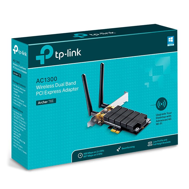 Placa de Rede Wireless TP-Link Archer T6E, AC1300, Dual Band, PCI Express 2 Antenas, ARCHER-T6E-V2
