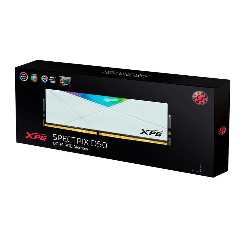 Memoria Adata XPG Spectrix D50 RGB 16GB (1x16) DDR4 3000MHz Branca, AX4U300016G16A-SW50