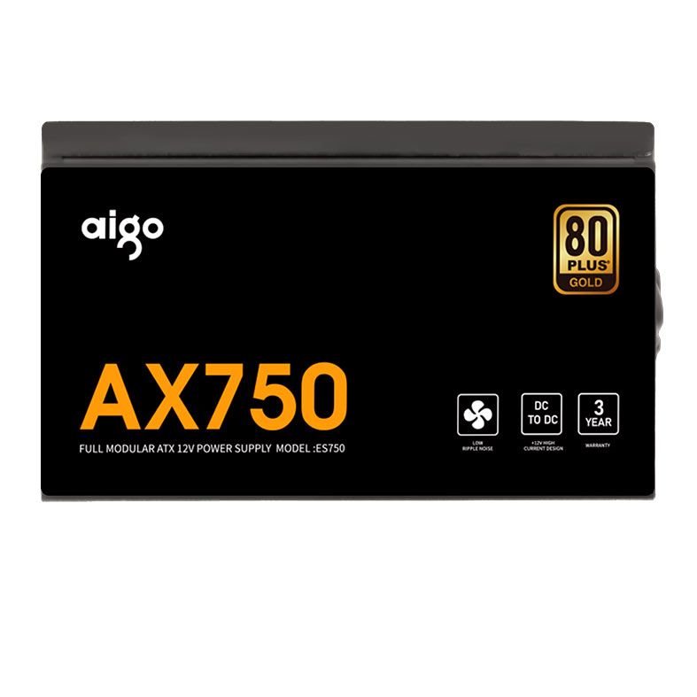 Fonte Aigo AX750, 750W, Full-Modular, 80 Plus Gold, Preto, AX750BK