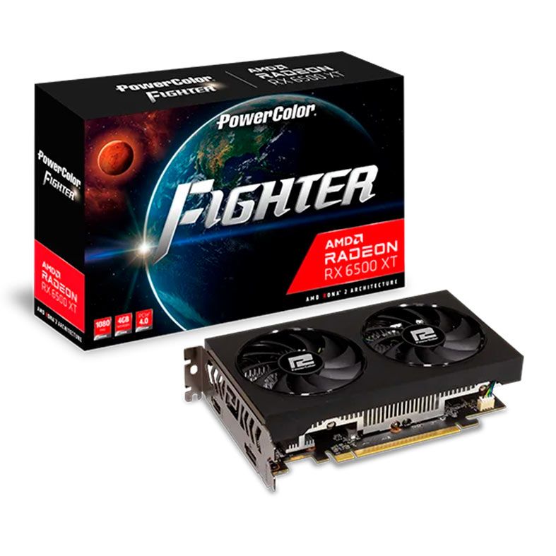 Placa de Video PowerColor Radeon RX 6500 XT Fighter, 4GB, GDDR6, 64-bit, AXRX-6500XT-4GBD6-DHV3