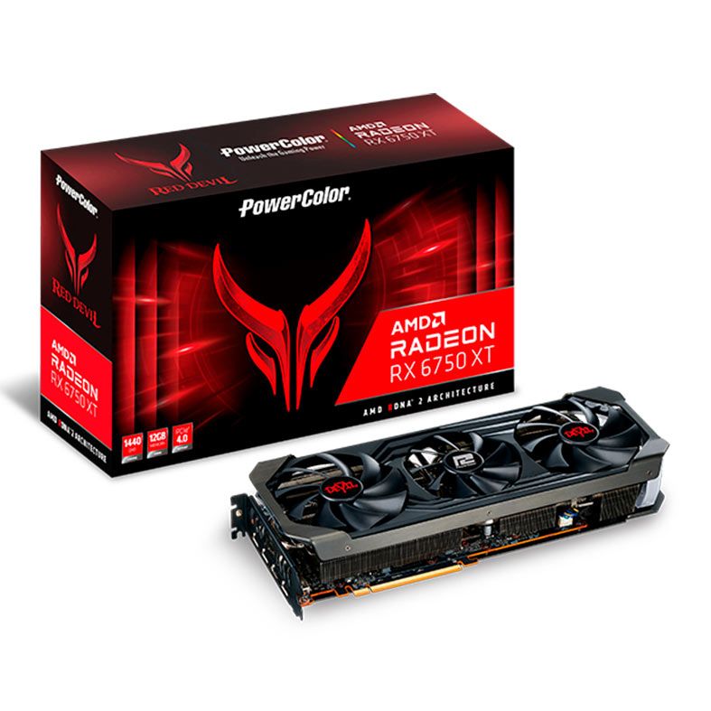 Placa de Video PowerColor Radeon RX 6750 XT Red Devil OC, 12GB, GDDR6, 192-bit, AXRX-6750XT-12GBD6-3DHE/OC