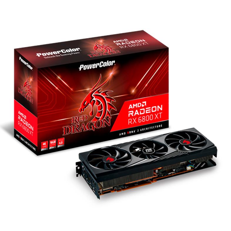 Placa de Video PowerColor Radeon RX 6800 XT Red Dragon, 16GB, GDDR6, 256-bit, AXRX 6800XT 16GBD6-3DHR/OC