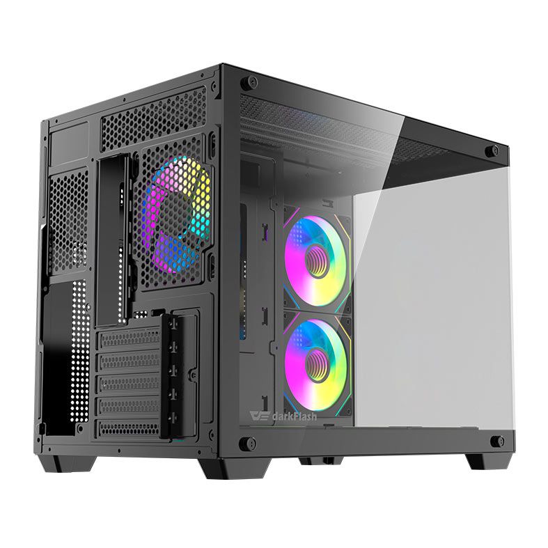 Gabinete Gamer Aigo DarkFlash B275 PRO, Lateral de Vidro, Com 6 fans, ARGB, Preto, B275-PRO-BLACK