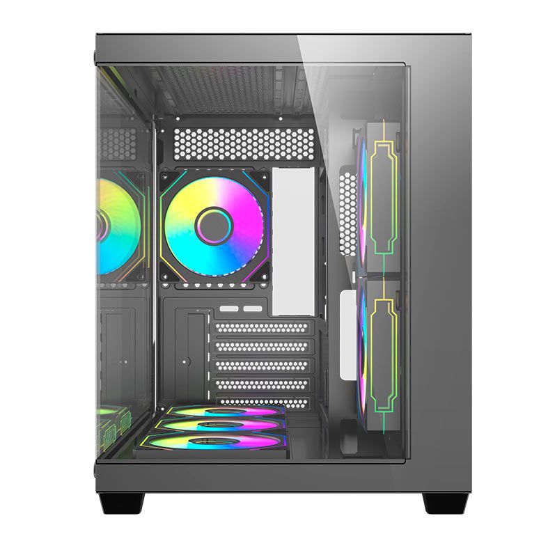 Gabinete Gamer Aigo DarkFlash B275 PRO, Lateral de Vidro, Com 6 fans, ARGB, Preto, B275-PRO-BLACK