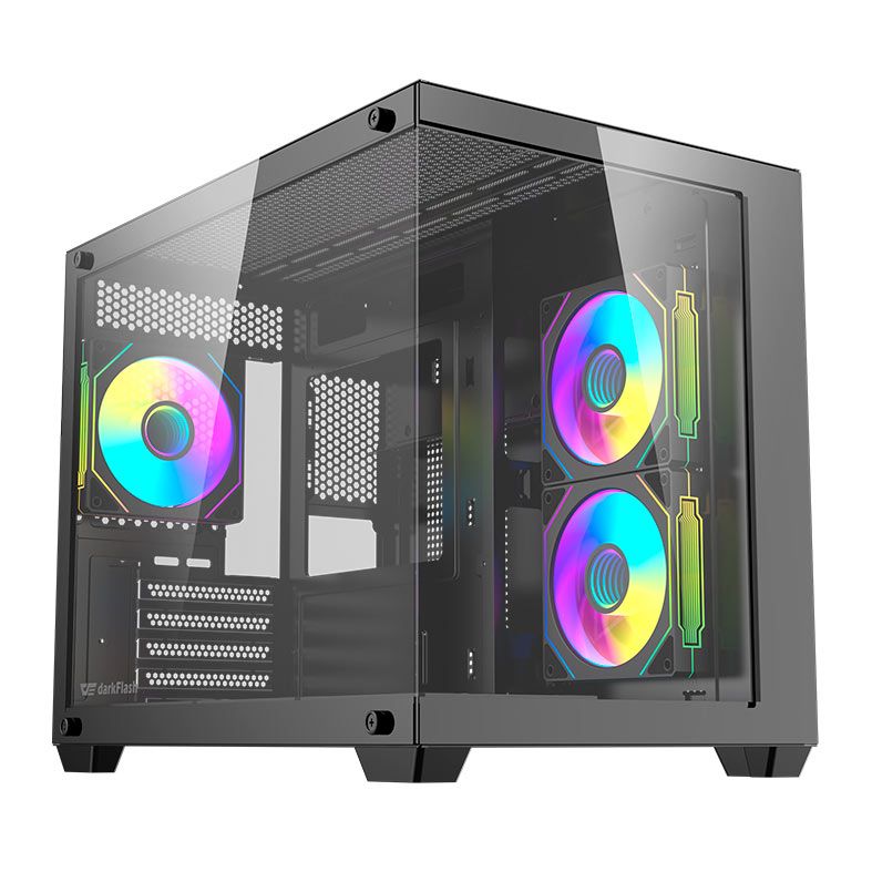 Gabinete Gamer Aigo DarkFlash B275 PRO, Lateral de Vidro, Com 6 fans, ARGB, Preto, B275-PRO-BLACK