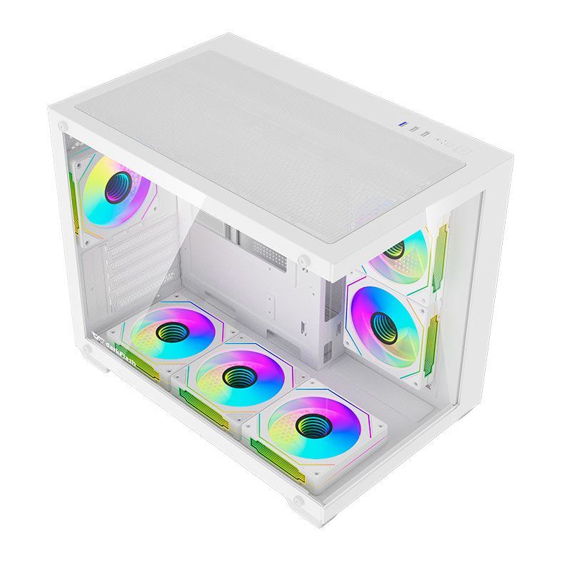 Gabinete Gamer Aigo DarkFlash B275 PRO, Lateral de Vidro, Com 6 fans, ARGB, Branco, B275-PRO-WHITE