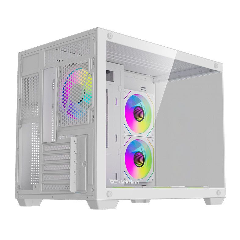 Gabinete Gamer Aigo DarkFlash B275 PRO, Lateral de Vidro, Com 6 fans, ARGB, Branco, B275-PRO-WHITE