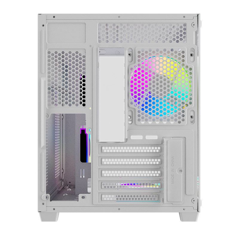 Gabinete Gamer Aigo DarkFlash B275 PRO, Lateral de Vidro, Com 6 fans, ARGB, Branco, B275-PRO-WHITE