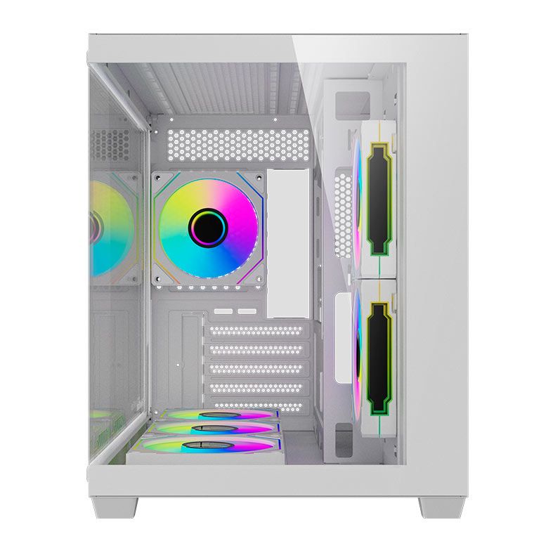 Gabinete Gamer Aigo DarkFlash B275 PRO, Lateral de Vidro, Com 6 fans, ARGB, Branco, B275-PRO-WHITE
