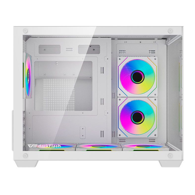 Gabinete Gamer Aigo DarkFlash B275 PRO, Lateral de Vidro, Com 6 fans, ARGB, Branco, B275-PRO-WHITE