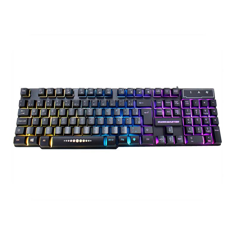 Combo Gamer K-MEX, Rainbow, Teclado ABNT2, Mouse 1000 DPI, Mousepad Pequeno, Preto, B3KM5228U11CB1X