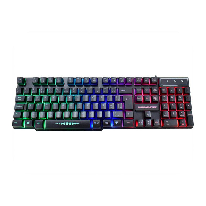 Combo Gamer K-MEX, Rainbow, Teclado ABNT2, Mouse 1000 DPI, Mousepad Pequeno, Preto, B3KM5228U11CB1X