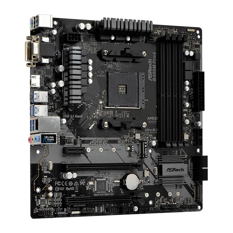 Placa Mae ASRock B450M Pro4 DDR4 Socket AM4 Chipset AMD B450
