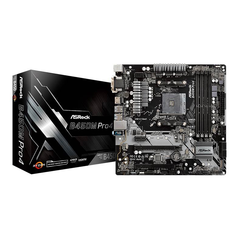 Placa Mae ASRock B450M Pro4 DDR4 Socket AM4 Chipset AMD B450