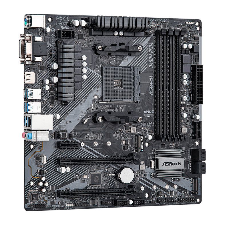 Placa Mae AsRock B450M Pro4 R2.0, DDR4, Socket AM4, M-ATX, Chipset AMD B450, B450M-PRO4-R2.0