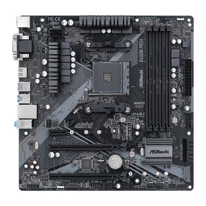 Placa Mae AsRock B450M Pro4 R2.0, DDR4, Socket AM4, M-ATX, Chipset AMD B450, B450M-PRO4-R2.0