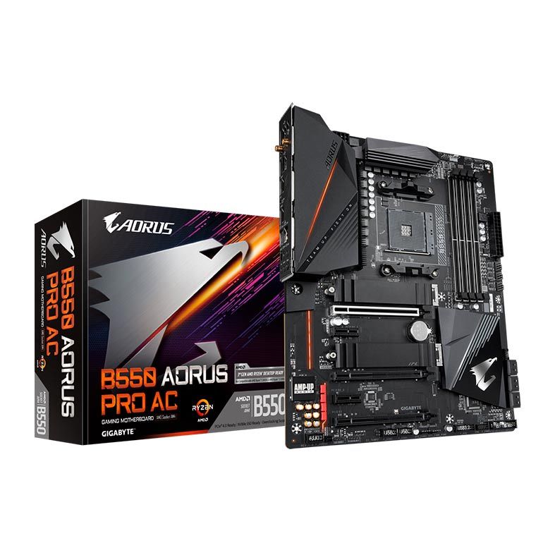 Placa Mae Gigabyte B550 Aorus PRO AC, Wifi, DDR4, Socket AM4, ATX, Chipset AMD B550, B550-AORUS-PRO-AC