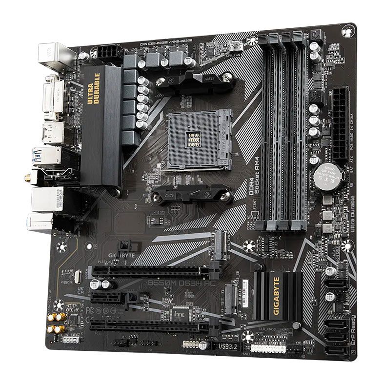 Placa Mae Gigabyte B550M DS3H AC, Wifi, DDR4, Socket AM4, M-ATX, Chipset AMD B550, B550M-DS3H-AC
