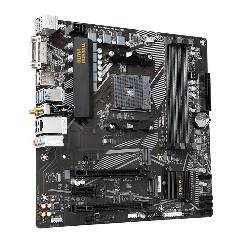 Placa Mae Gigabyte B550M DS3H AC, Wifi, DDR4, Socket AM4, M-ATX, Chipset AMD B550, B550M-DS3H-AC