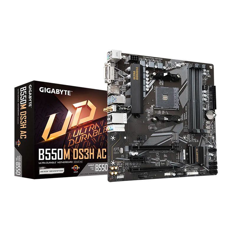 Placa Mae Gigabyte B550M DS3H AC, Wifi, DDR4, Socket AM4, M-ATX, Chipset AMD B550, B550M-DS3H-AC