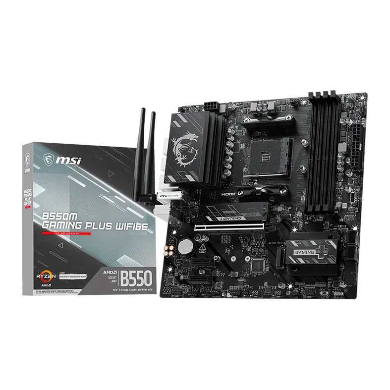 Placa Mae Msi B550M Gaming Plus Wifi6e, DDR4, Socket AMD AM4, M-ATX, Chipset AMD B550, B550M-GAMING-PLUS