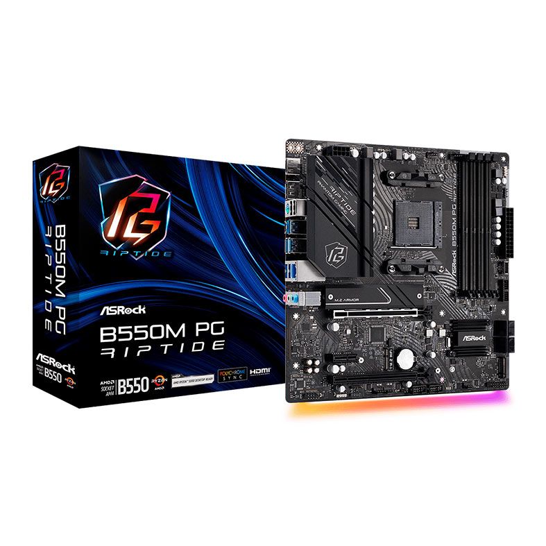 Placa Mae AsRock B550M PG Riptide, DDR4, Socket AM4, M-ATX, Chipset AMD B550, B550M-PG-RIPTIDE