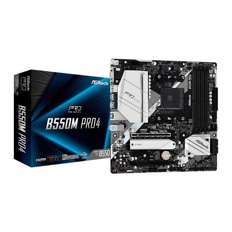 Placa Mae ASRock B550M Pro4, DDR4, Socket AM4, M-ATX, Chipset AMD B550, B550M-PRO4