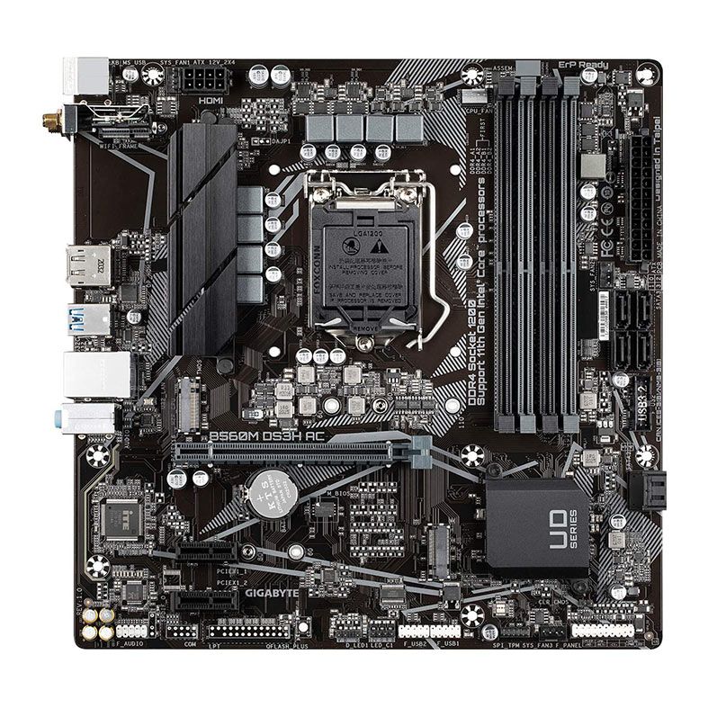 Placa Mae Gigabyte B560M DS3H AC, Wifi, DDR4, Socket 1200, M-ATX, Chipset Intel B560, B560M-DS3H-AC