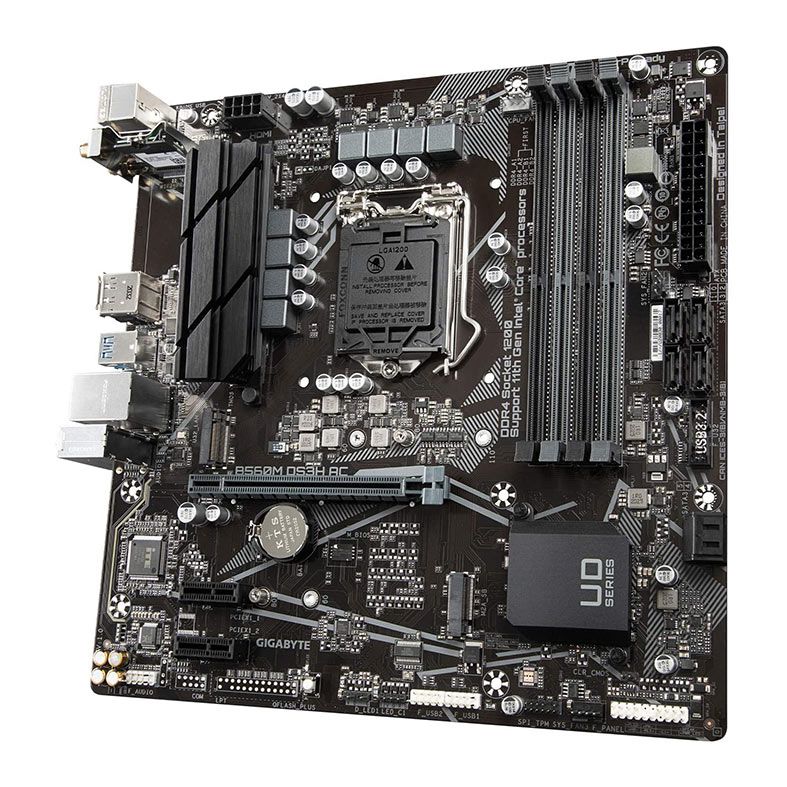 Placa Mae Gigabyte B560M DS3H AC, Wifi, DDR4, Socket 1200, M-ATX, Chipset Intel B560, B560M-DS3H-AC