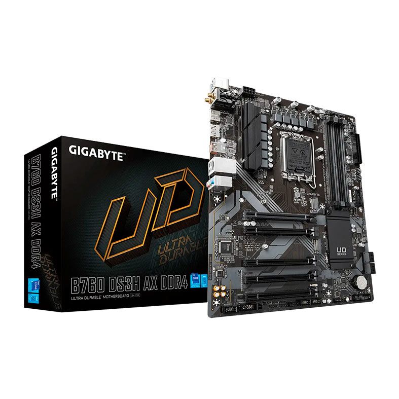 Placa Mae Gigabyte B760 DS3H AX, WiFi, DDR4, Socket LGA1700, ATX, Chipset Intel B760, B760-DS3H-AX-DDR4