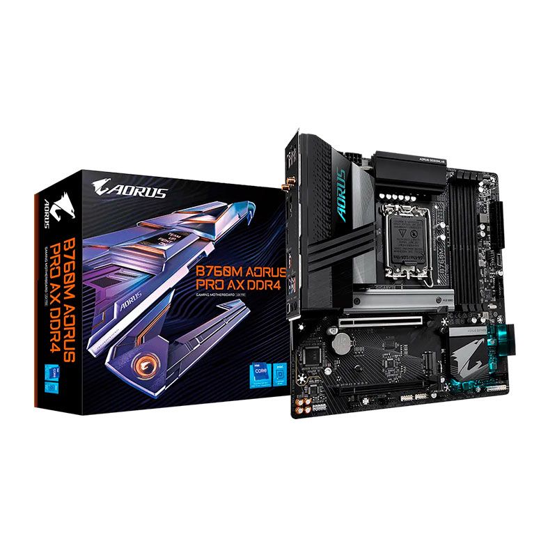 Placa Mae Gigabyte B760M Aorus Pro AX DDR4, WiFi, LGA 1700, M-ATX, Chipset Intel B760, B760M-A-PRO-AX-DDR4