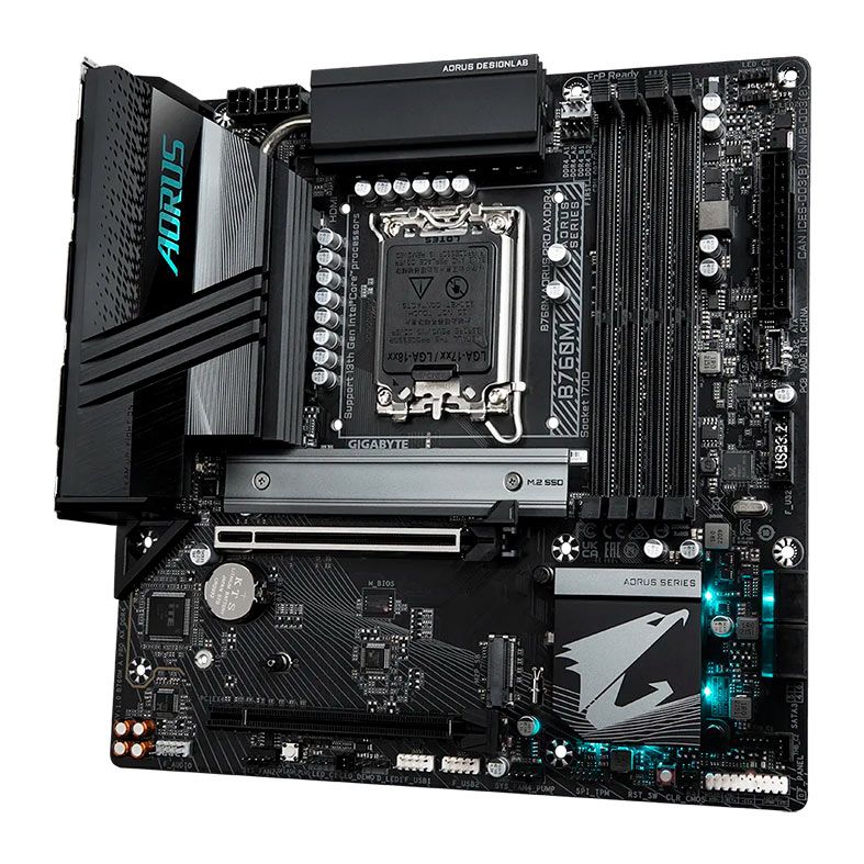 Placa Mae Gigabyte B760M Aorus Pro AX DDR4, WiFi, LGA 1700, M-ATX, Chipset Intel B760, B760M-A-PRO-AX-DDR4