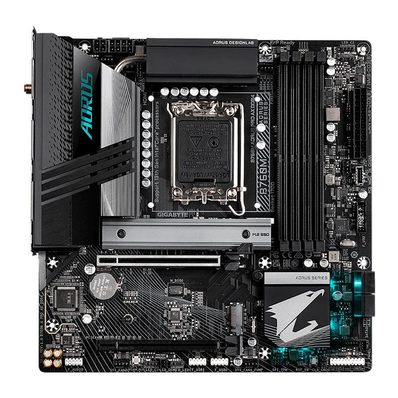Placa Mae Gigabyte B760M Aorus Pro AX DDR4, WiFi, LGA 1700, M-ATX, Chipset Intel B760, B760M-A-PRO-AX-DDR4