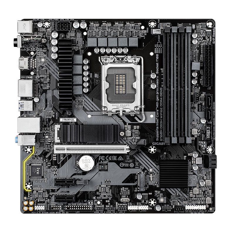 Placa Mae Gigabyte B760M DS3H WIFI6E Gen5, DDR4, LGA1700, M-ATX, Chipset Intel B760, B760M-DS3H-WF6E-D4-G5
