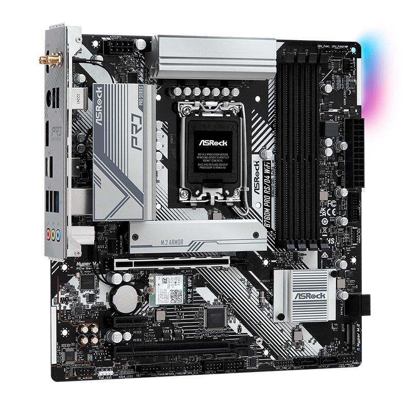 Placa Mae AsRock B760M Pro RS D4 WiFi, DDR4, LGA 1700, M-ATX, Chipset Intel B760, B760M-PRO-RS-D4-WIFI