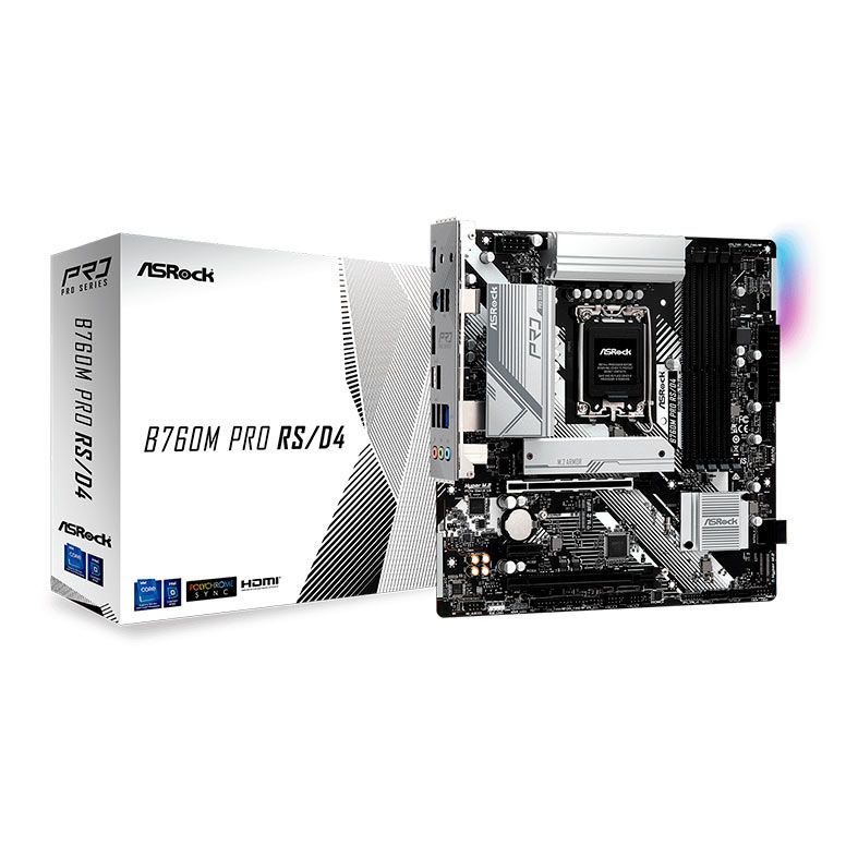Placa Mae AsRock B760M Pro RS D4, DDR4, Socket Intel LGA 1700, M-ATX, Chipset Intel B760, B760MPRO-RSD4