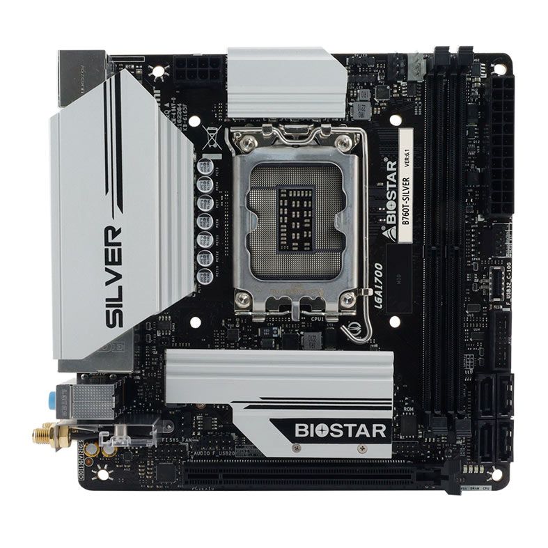 Placa Mae Biostar B760T Silver, DDR5, Socket LGA1700, Mini-ITX, Chipset Intel B760, B760T-SILVER