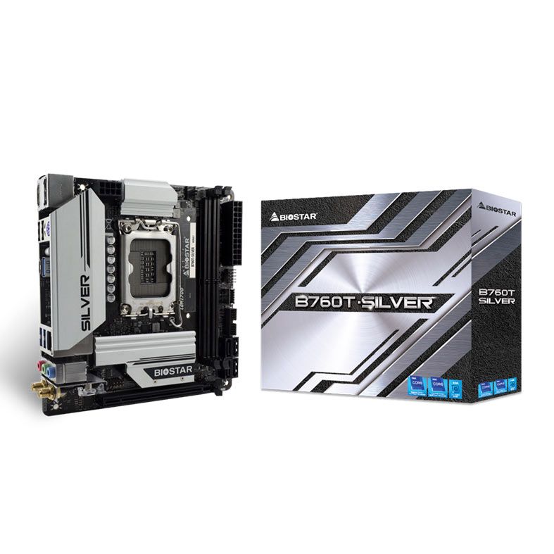 Placa Mae Biostar B760T Silver, DDR5, Socket LGA1700, Mini-ITX, Chipset Intel B760, B760T-SILVER