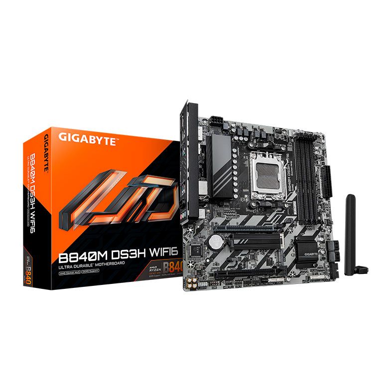 Placa Mae Gigabyte B840M DS3H WIFI6, DDR5, Socket AMD AM5, M-ATX, Chipset AMD B840, B840M-DS3H-WF6