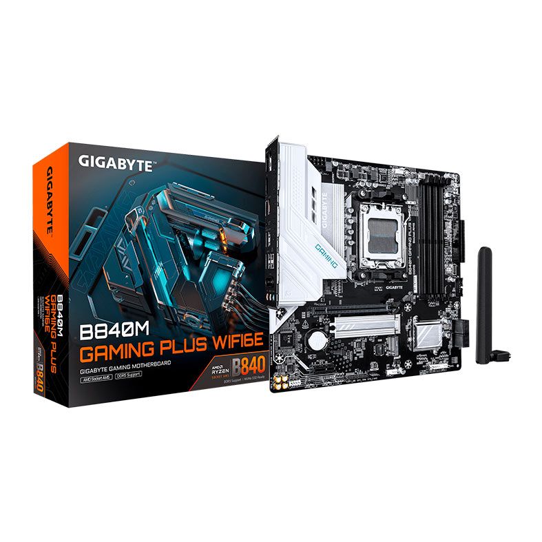 Placa Mae Gigabyte B840M Gaming Plus WiFi6E, DDR5, Socket AMD AM5, M-ATX, Chipset AMD B840, B840M-GAMING-P-WF6E
