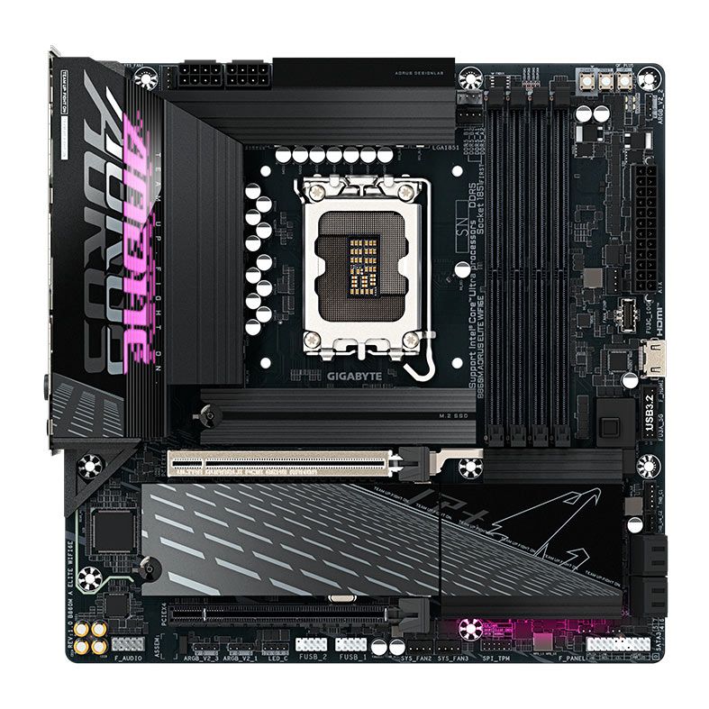 Placa Mae Gigabyte B860M Aorus Elite WIFI6E, DDR5, LGA1851, M-ATX, Chipset Intel B860, B860M-A-ELITE-WIFI6E