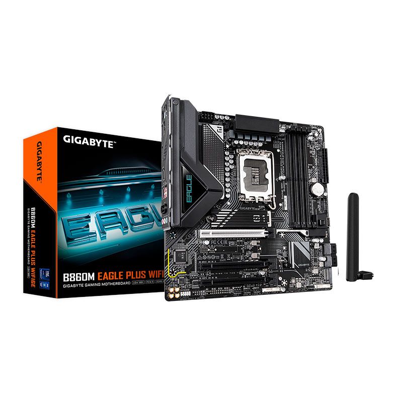 Placa Mae Gigabyte B860M Eagle Plus WIFI6E, DDR5, LGA1851, M-ATX, Chipset Intel B860, B860M-EAGLE-PLUS-WIFI6E