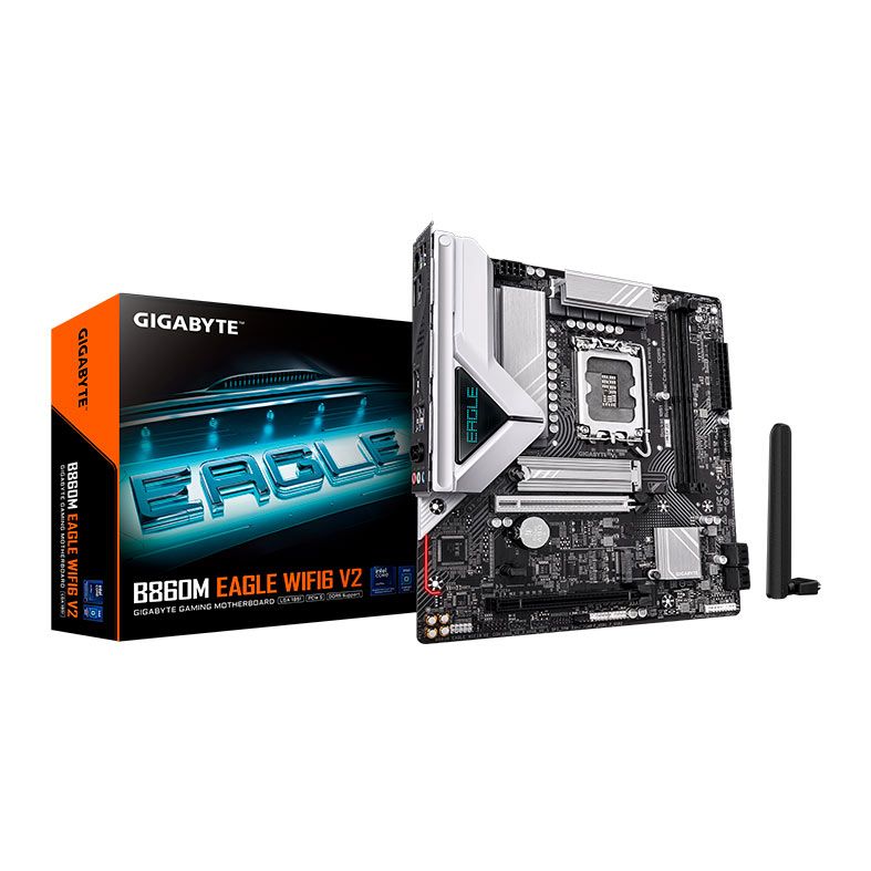 Placa Mae Gigabyte B860M Eagle WIFI6 V2, DDR5, LGA1851, M-ATX, Chipset Intel B860, B860M-EAGLE-WIFI6-V2