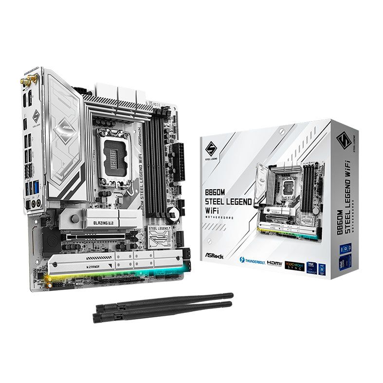 Placa Mae AsRock B860M Steel Legend WiFI, DDR5, LGA1851, M-ATX, Chipset Intel B860, B860M-STEEL-LEGEND-WIFI