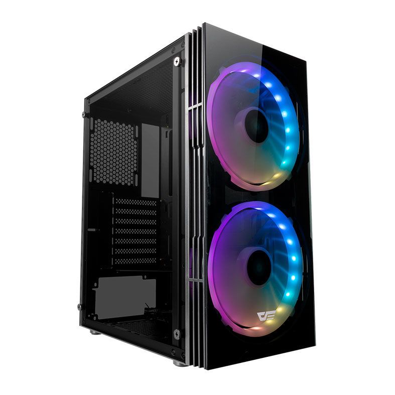 Gabinete Gamer Aigo DarkFlash BF1, Lateral/Frontal Vidro, Com 2 Fans, Preto, AIGO DARKFLASH BF1
